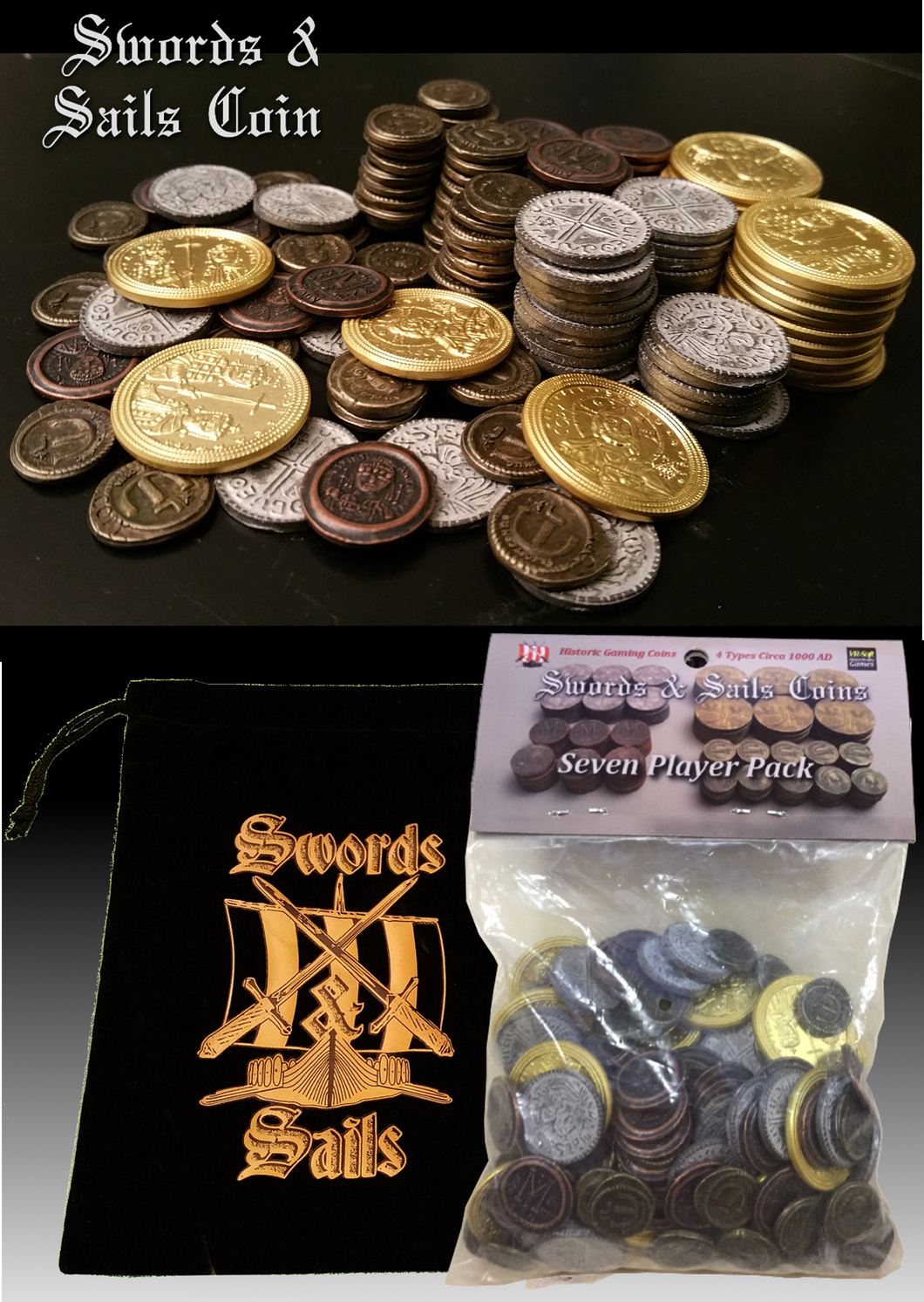 Swords & Sails Historic Metal Coins 7 Player Pack